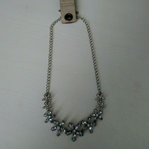 Anthropologie Crystal Flower Statement Necklace